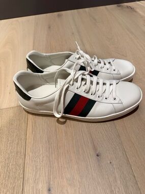 Gucci ACE White Leather Low-Top Sneaker size 10